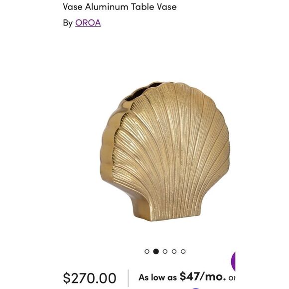 MCM OROA Gold Seashell Vase / New - Picture 5 of 14